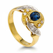 Anello - 18 carati Oro bianco, Oro giallo - 0.66ct. tw. Zaffiro - Diamante