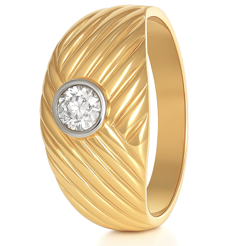 Anello - 18 carati Oro bianco, Oro giallo - 0.17ct. tw. Diamante (Naturale)