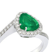 Anello - 18 carati Oro bianco - 1.90ct. tw. Smeraldo - Diamante