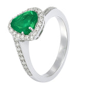 Anello - 18 carati Oro bianco - 1.90ct. tw. Smeraldo - Diamante