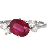 Anello - 18 carati Oro bianco - 1.50ct. tw. Rubino - Diamante
