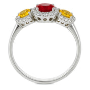 Anello - 18 carati Oro bianco, Zaffiri - Rubino - Diamanti - 2.48ct. tw.