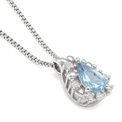 Collana con ciondolo - 18 carati Oro bianco - 0.32ct. tw. Acquamarina - Diamante