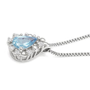 Collana con ciondolo - 18 carati Oro bianco - 0.32ct. tw. Acquamarina - Diamante