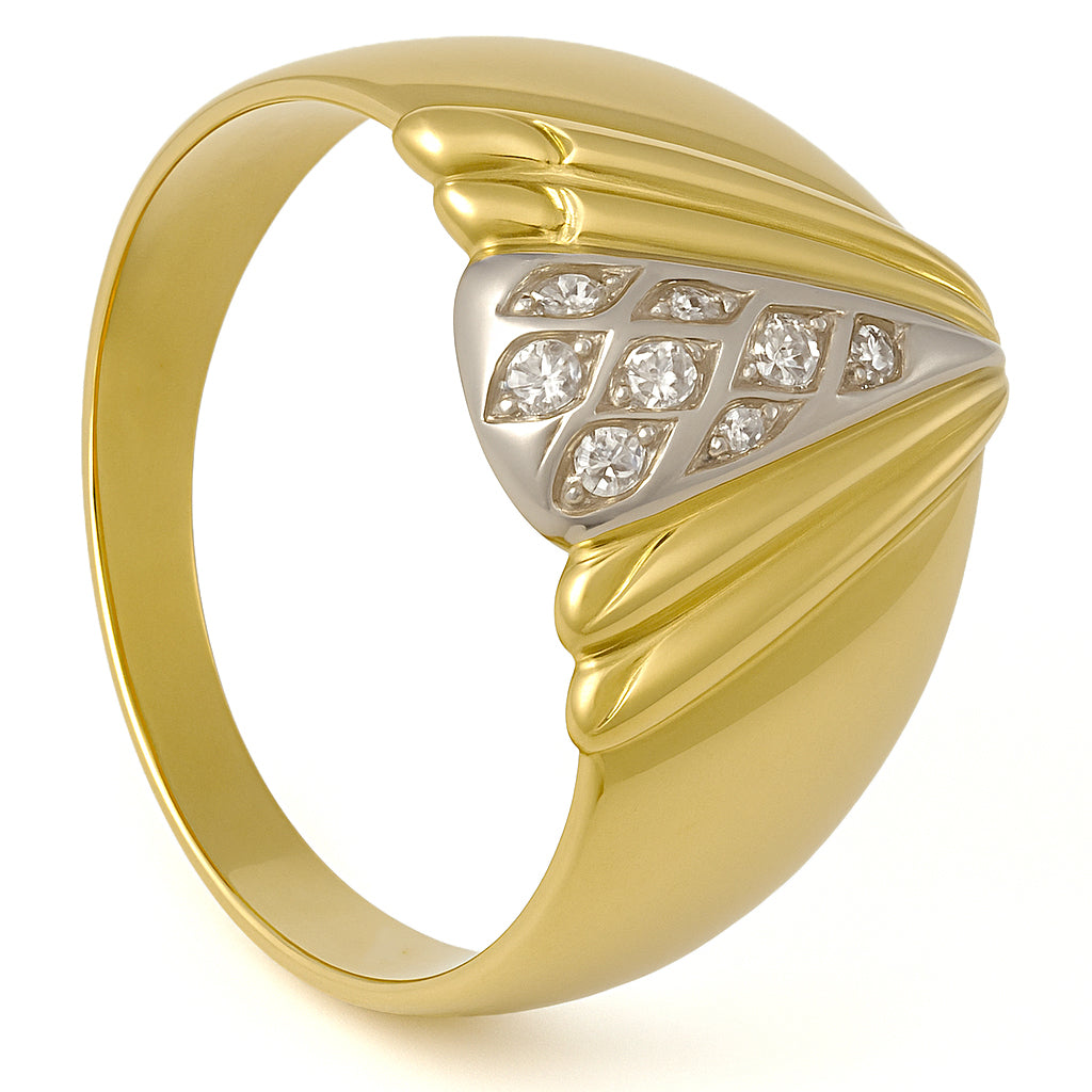 Anello - 18 carati Oro bianco, Oro giallo - 0.12ct. tw. Diamante (Naturale)