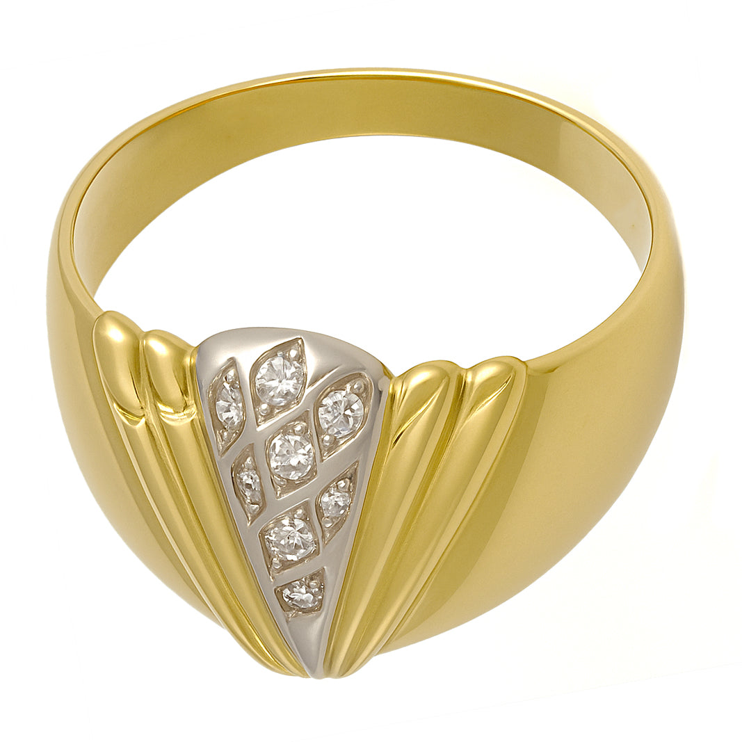 Anello - 18 carati Oro bianco, Oro giallo - 0.12ct. tw. Diamante (Naturale)