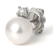 Orecchini - 18 carati Oro bianco - 0.12ct. tw. Diamante (Naturale) - Perla