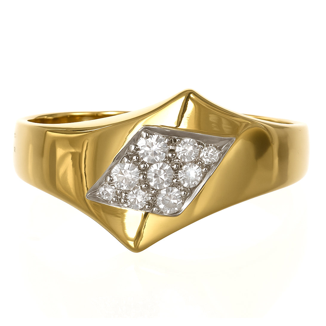 Anello - 18 carati Oro bianco, Oro giallo - 0.18ct. tw. Diamante (Naturale)