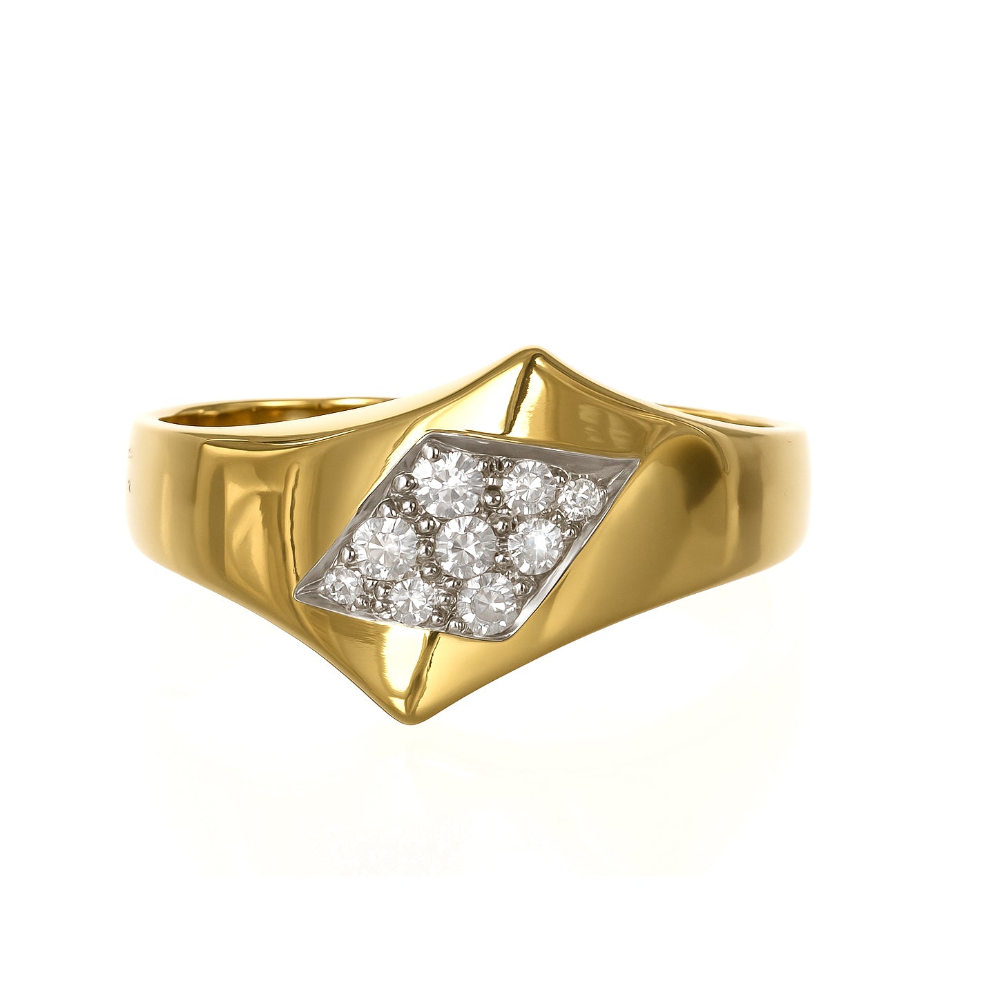 Anello - 18 carati Oro bianco, Oro giallo - 0.18ct. tw. Diamante (Naturale)