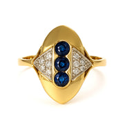 Anello - 18 carati Oro giallo, Oro bianco - 0.39ct. tw. Zaffiro - Diamante