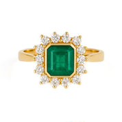 Anello - 18 carati Oro giallo - 1.73ct. tw. Smeraldo - Diamante