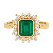 Anello - 18 carati Oro giallo - 1.73ct. tw. Smeraldo - Diamante