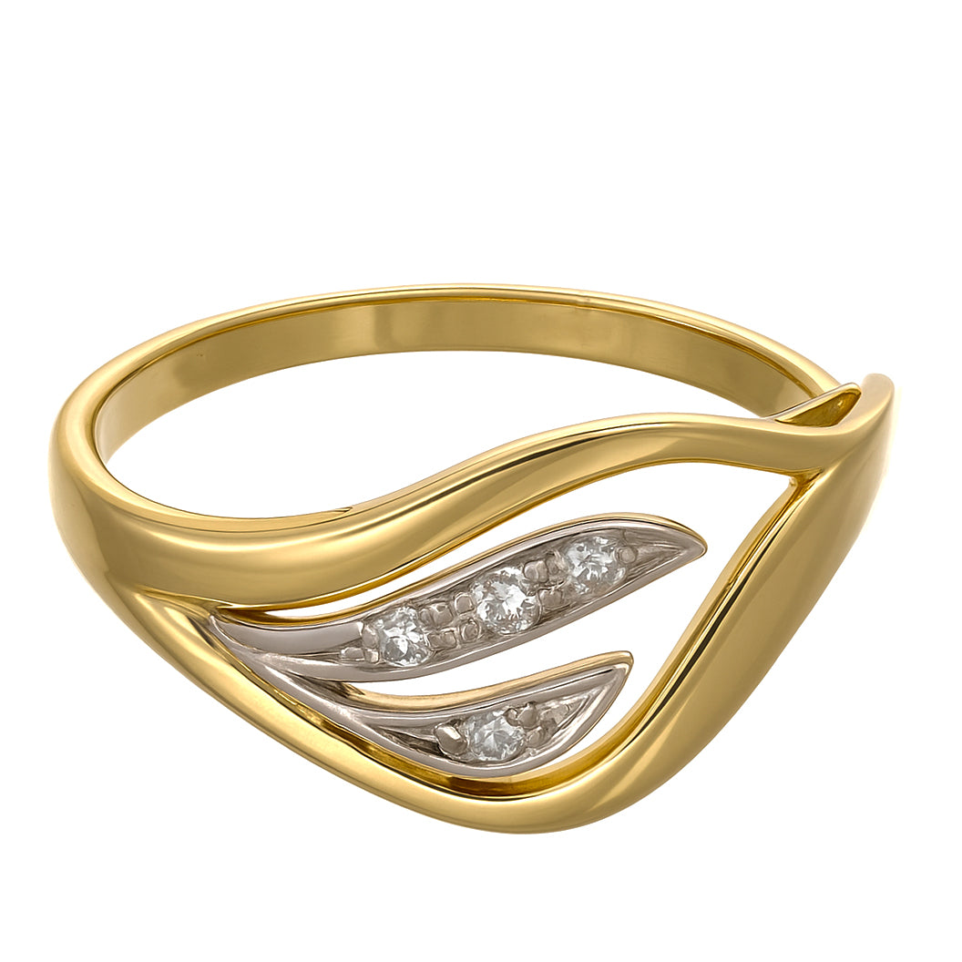 Anello - 18 carati Oro bianco, Oro giallo - 0.06ct. tw. Diamante (Naturale)