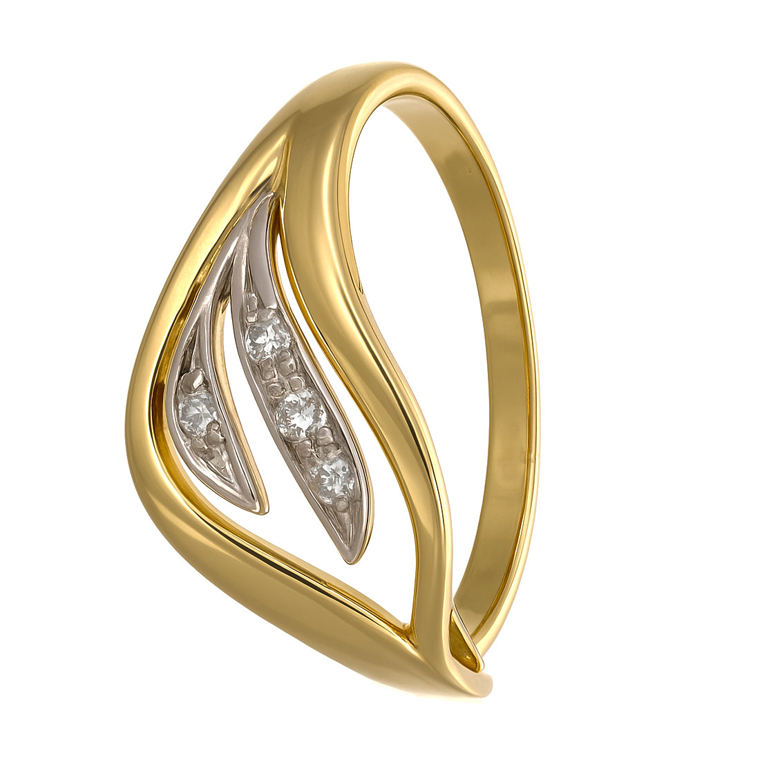 Anello - 18 carati Oro bianco, Oro giallo - 0.06ct. tw. Diamante (Naturale)