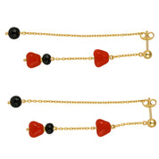 Orecchini - 18 carati Oro giallo Onice - Corallo