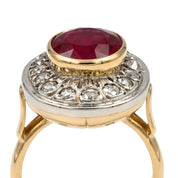 14 carati Oro giallo, Argento 925 - Anello - Rubino- Diamanti