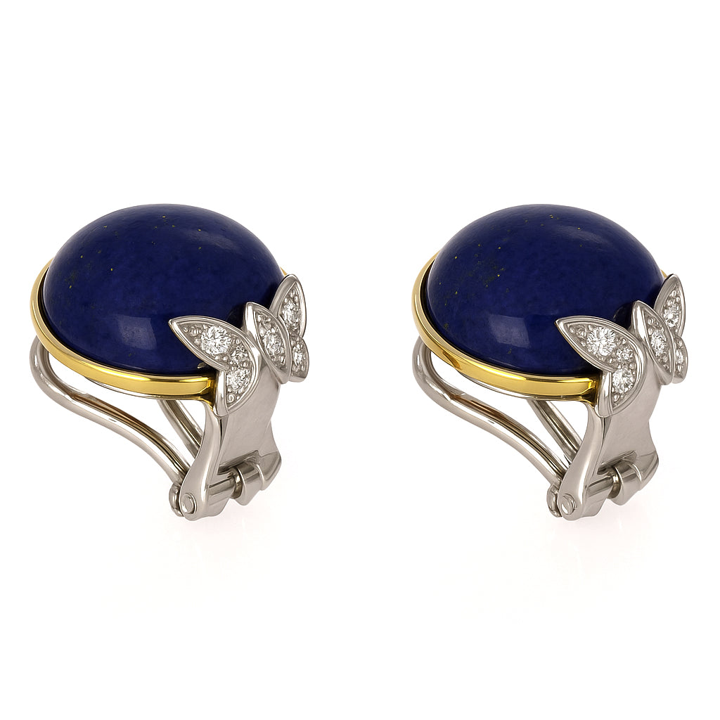 Orecchini - 18 carati Oro bianco, Oro giallo - 16.08ct. tw. Lapislazzuli - Diamante