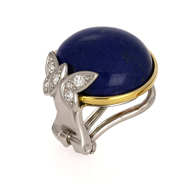 Orecchini - 18 carati Oro bianco, Oro giallo - 16.08ct. tw. Lapislazzuli - Diamante