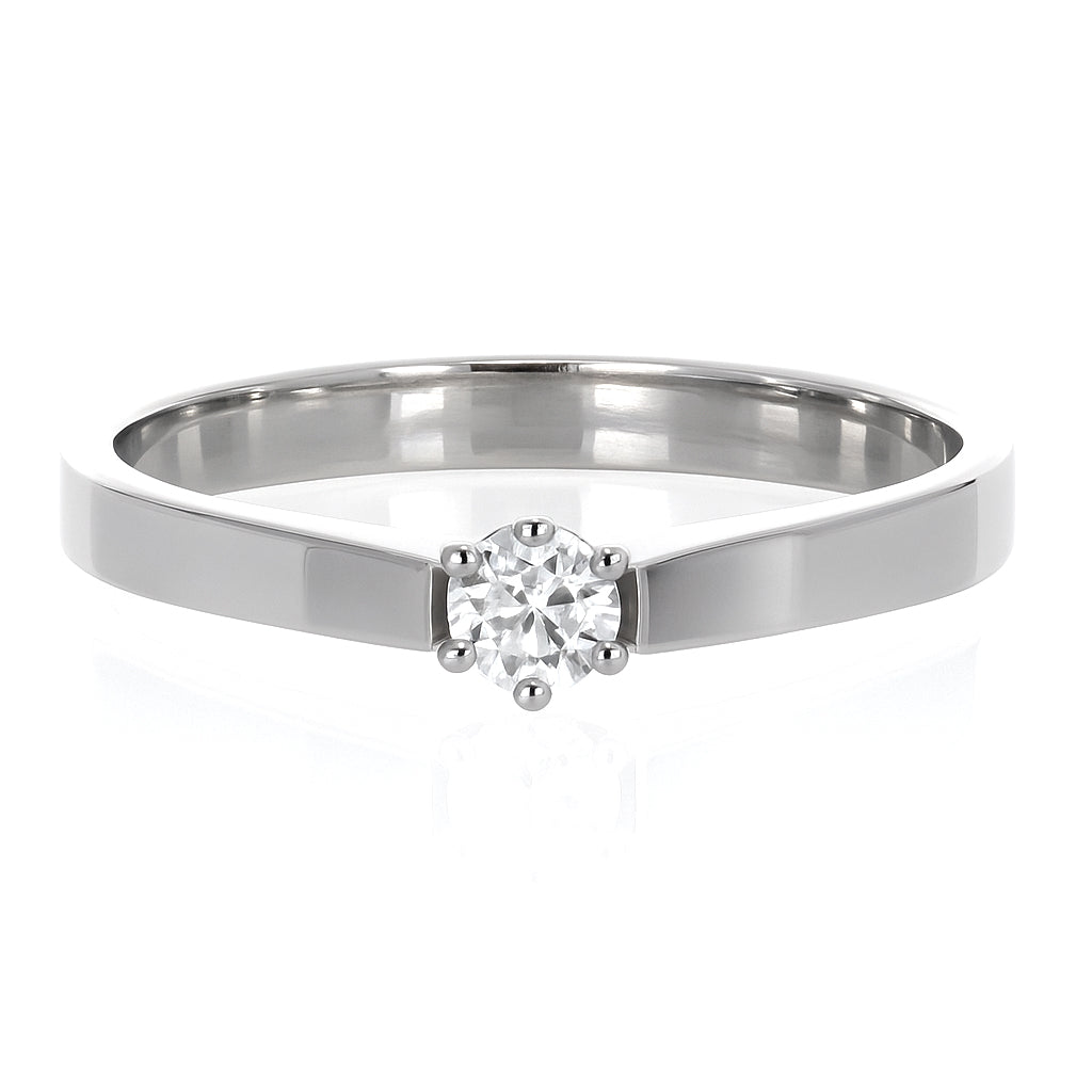 Anello - 18 carati Oro bianco - 0.11ct. tw. Diamante (Naturale)