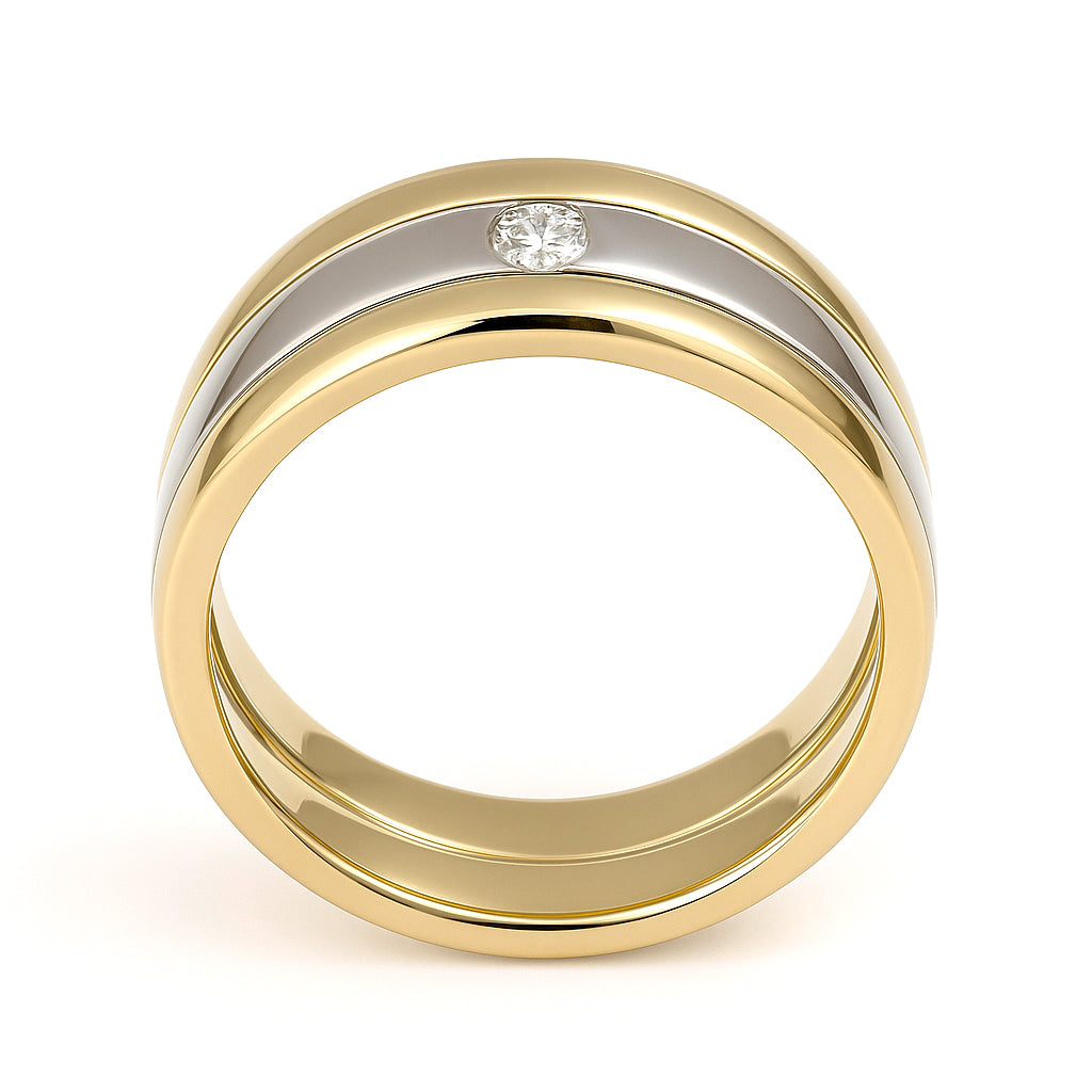 Anello - 18 carati Oro giallo - 0.10ct. tw. Diamante (Naturale)