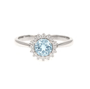 Anello - 18 carati Oro bianco - 0.96ct. tw. Acquamarina - Diamante