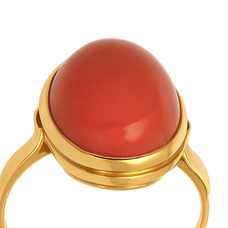 Anello - 18 carati Oro giallo Corallo