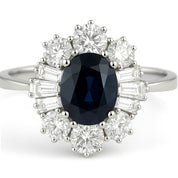 Anello - 18 carati Oro bianco - 2.10ct. tw. Zaffiro - Diamante