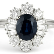 Anello - 18 carati Oro bianco - 2.10ct. tw. Zaffiro - Diamante