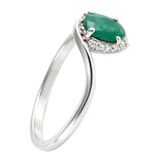 Anello - 18 carati Oro bianco - 0.88ct. tw. Smeraldo - Diamante