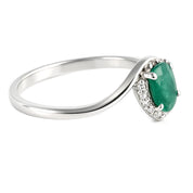 Anello - 18 carati Oro bianco - 0.88ct. tw. Smeraldo - Diamante