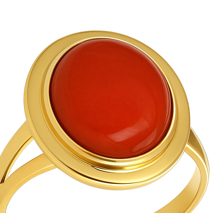 Anello - 18 carati Oro giallo Corallo