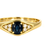 Anello - 18 carati Oro giallo - 0.75ct. tw. Zaffiro - Diamante