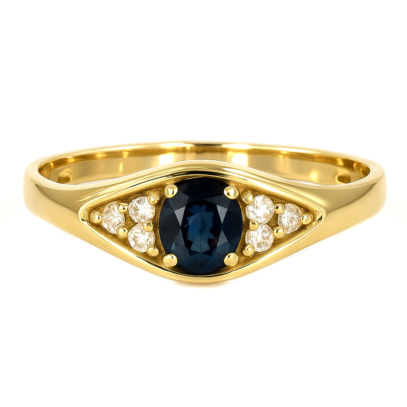 Anello - 18 carati Oro giallo - 0.75ct. tw. Zaffiro - Diamante