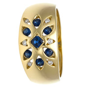 Anello - 18 carati Oro giallo - 0.37ct. tw. Zaffiro - Diamante