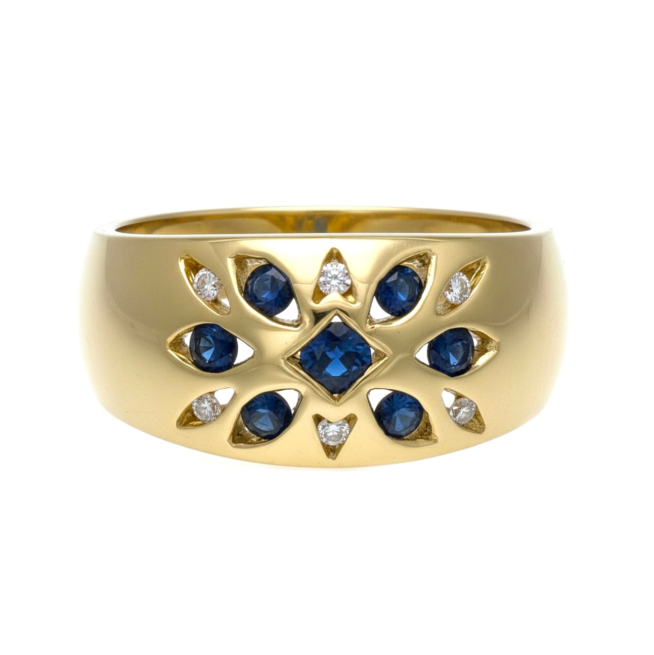 Anello - 18 carati Oro giallo - 0.37ct. tw. Zaffiro - Diamante