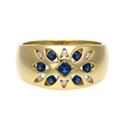 Anello - 18 carati Oro giallo - 0.37ct. tw. Zaffiro - Diamante