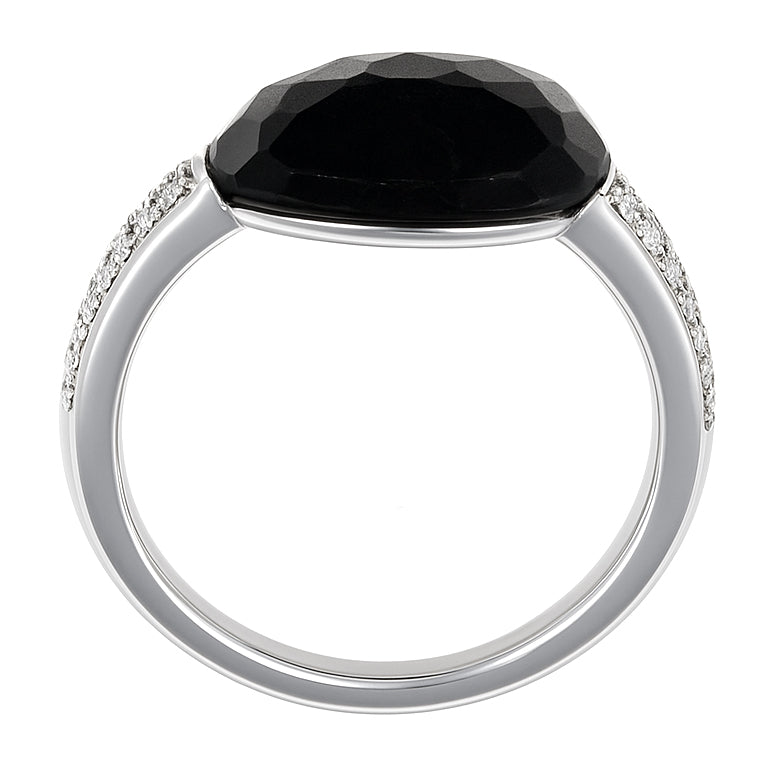 Anello - 18 carati Oro bianco - 7.82ct. tw. Onice - Diamante