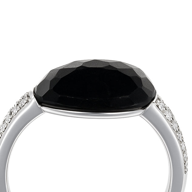 Anello - 18 carati Oro bianco - 7.82ct. tw. Onice - Diamante