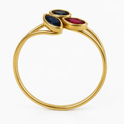 Anello in Oro giallo 18 carati - Zaffiri  e Rubino