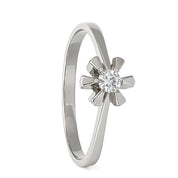 Anello - 18 carati Oro bianco - 0.04ct. tw. Diamante (Naturale)