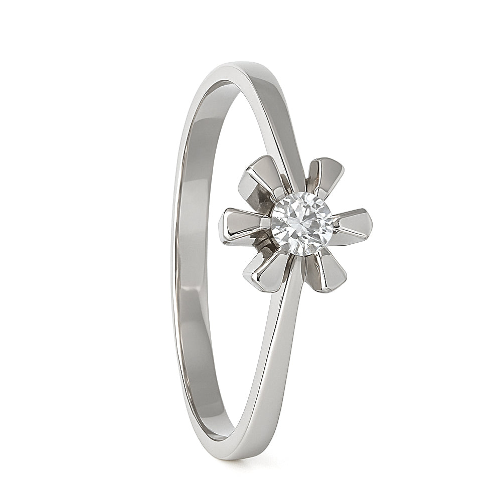 Anello - 18 carati Oro bianco - 0.04ct. tw. Diamante (Naturale)