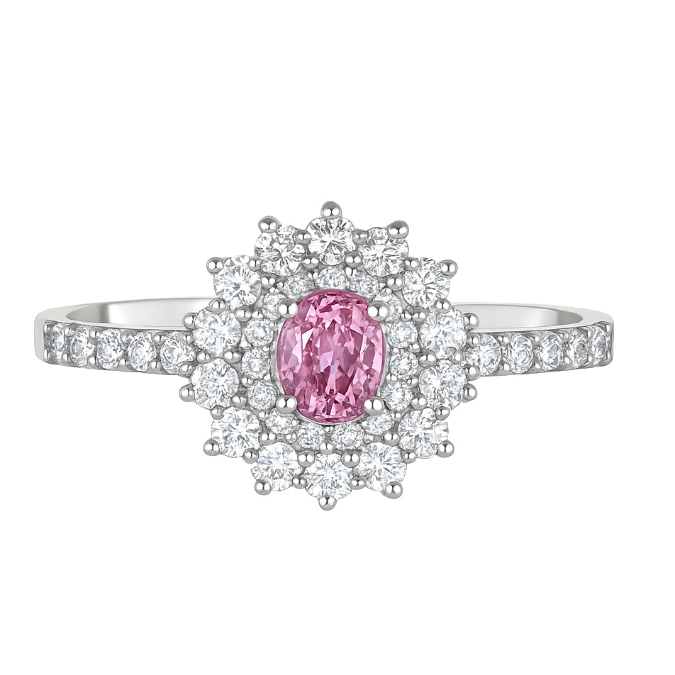 Anello - 18 carati Oro bianco - 0.73ct. tw. Zaffiro - Diamante