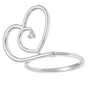 Anello - 18 carati Oro bianco - 0.01ct. tw. Diamante (Naturale)