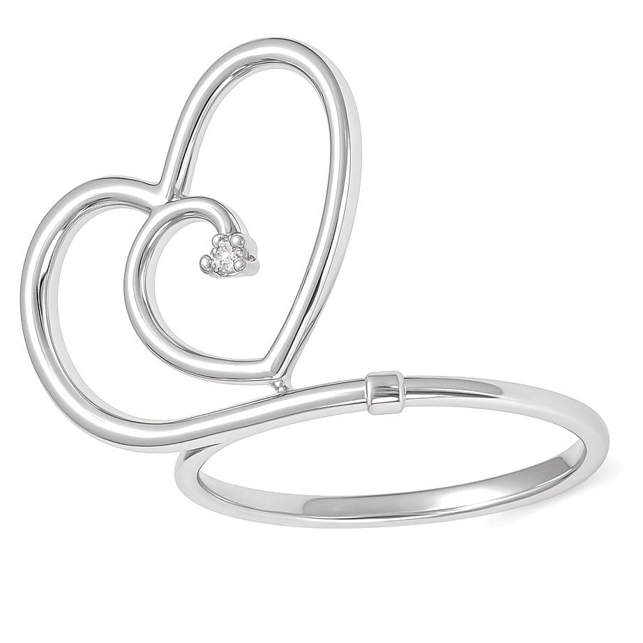 Anello - 18 carati Oro bianco - 0.01ct. tw. Diamante (Naturale)