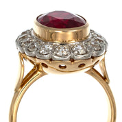 14 carati Oro giallo, Argento 925 - Anello - Rubino- Diamanti