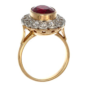 14 carati Oro giallo, Argento 925 - Anello - Rubino- Diamanti