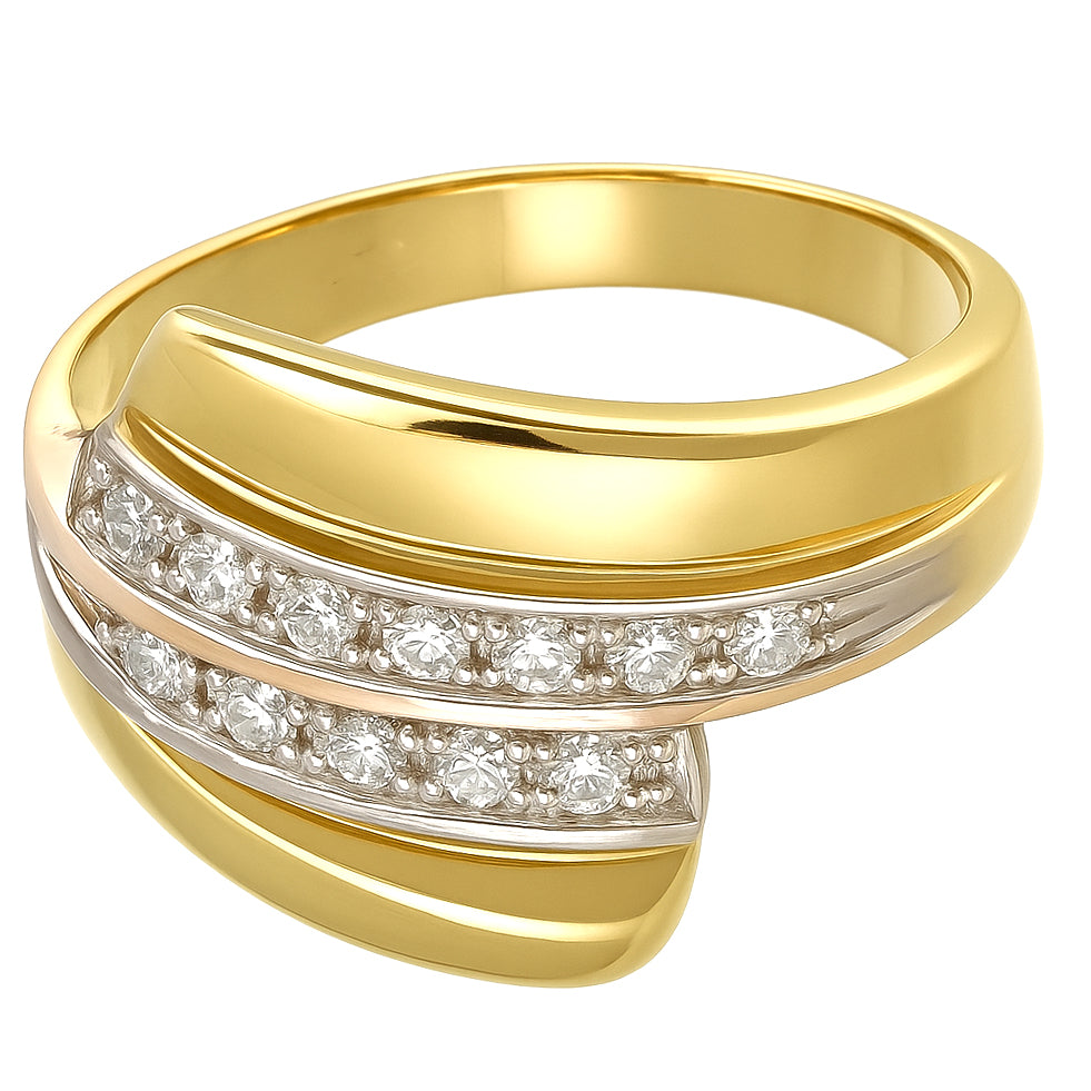 Anello - 18 carati Oro bianco, Oro giallo - 0.24ct. tw. Diamante (Naturale)