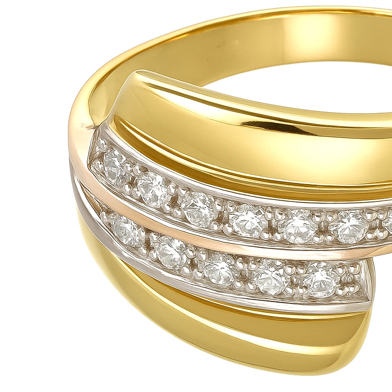 Anello - 18 carati Oro bianco, Oro giallo - 0.24ct. tw. Diamante (Naturale)