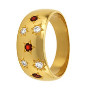 Anello - 18 carati Oro giallo - 0.14ct. tw. Rubino - Diamante