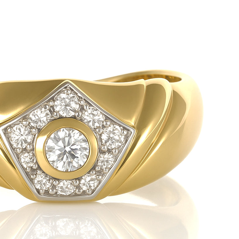 Anello - 18 carati Oro bianco, Oro giallo - 0.30ct. tw. Diamante (Naturale)